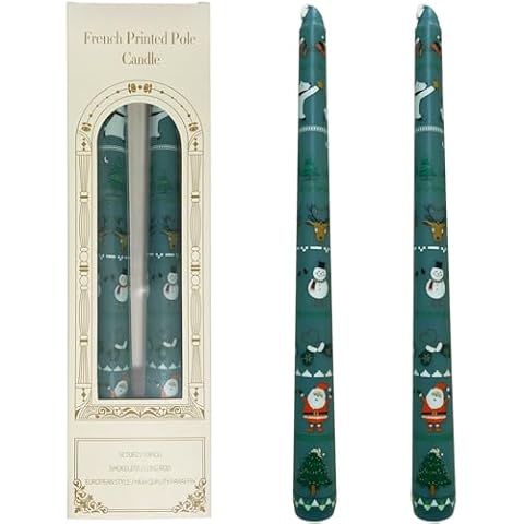 Topsics Christmas Green Taper Candles Set Cover