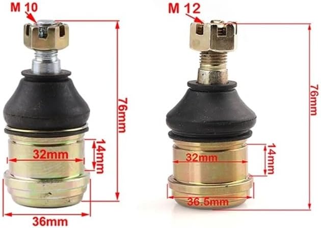 ATV UTV Swing Ball Joint M12 32X14mm Suitable Fit for 50 70 90 110 125 150 200 250cc Go-Karts Vehicles Carts and Quad Bikes(M10 Ball Joint)