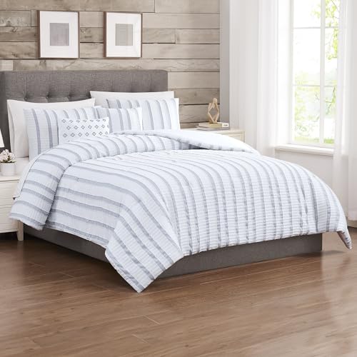 Image of Modern Threads 5-Piece Jacquard Comforter Set, Bianca Queen in White - Elegant Comforter, 2 Pillow Shams, and 2 Decorative Pillows