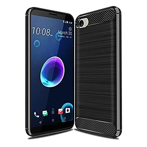 Image of NPRC Hybrid Ultra Slim Protective Case TPU Non-Slip Carbon Fiber Texture Shockproof Case Cover for HTC Desire 12 - Black