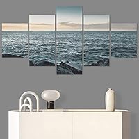 SIGNWIN 5 Panel Canvas Wall Art Modern Art Beach Coastal Expressive Global Multicolor Photography for Home Decorations Ready to Hang - 60