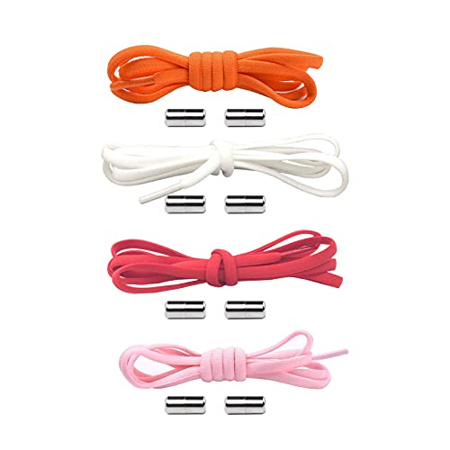 EACHPT Lacets Paresseux, Lacets sans Noeuds, No Tie Lacets, Lacets Élastiques pour Adultes et Enfants, Élastiques Lacets avec Fermeture en Métal Lacets pour Toutes les Chaussures, 4 Paires Cover