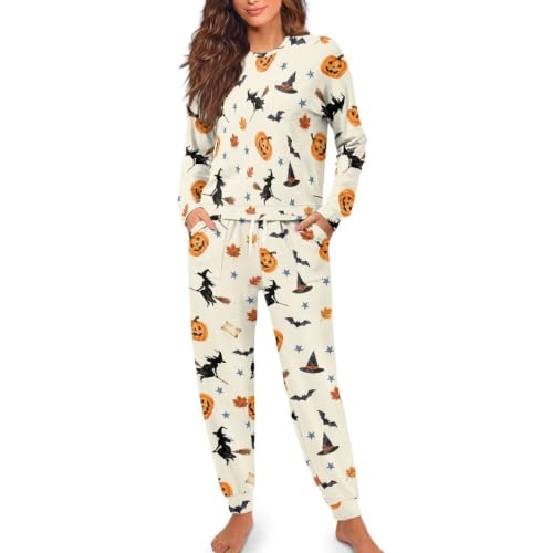 Image of Women's Pajamas Set Soft 2 Piece Loungewear Long Sleeve Pj Set Matching Sleepwear with Pockets for Women Plus Size