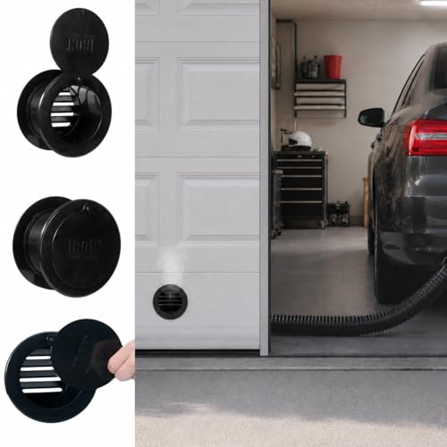 Iron Forge Tools Garage Door Vent Kit - 4 in. Exhaust Port for Car Ventilation Hose Through The Wall, Durable ABS Pipe, Easy No-Screw Installation & Removable Outer Vents for Water Deflection