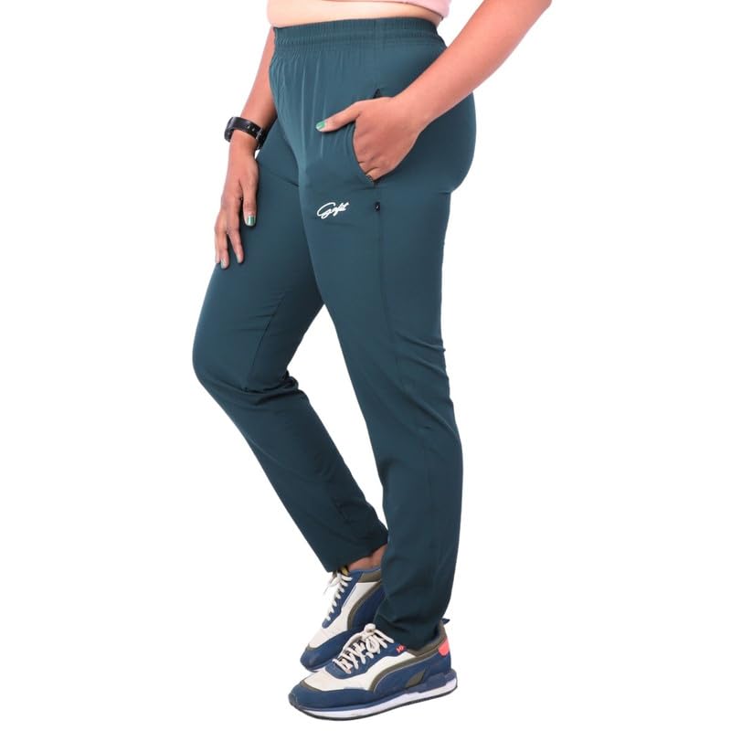 Image of Go-Fit Women Zip Pocket Synthetic Dry-Fit Gym Casual Lower Joggers Trackpant Sports Pant | Multicolors