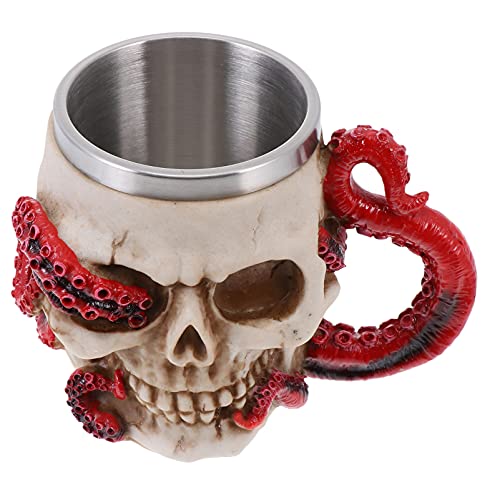 Ciieeo 1 Pc Copa De Vino De Calavera Doble Tazas De Fiesta Copa De Cerveza Vasos De Halloween Bebiendo Matraz De Té Martini Taza De Café Del Cráneo Cóctel Taza De Vino Acero Inoxidable