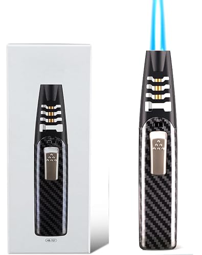 Torch Lighter - Adjustable Flame Torch Lighter for Fireplace, Camping Outdoor Windproof Straight Flame Lighter(Black)