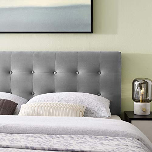 Image of Modway Emily King Biscuit Tufted Performance Velvet Headboard, Gray