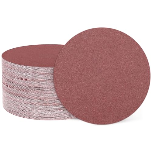 sourcing map 50 Pcs 125mm 5 Inch Sanding Discs, 180 Grit Hook and Loop Sandpaper, No-Hole Aluminum Oxide Orbital Sander Sandpaper for Woodworking Automotive Metal Polishing, Red