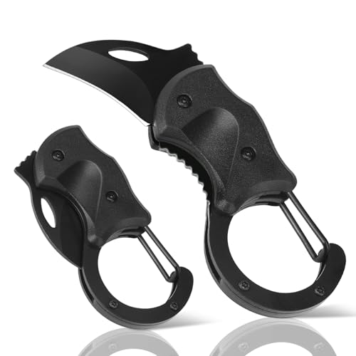 BEEK Mini Cuttermesser, Taschenmesser Schlüsselanhänger Schwarz, Paketmesser, Paketöffner, EDC Klappmesser Klein, Box Cutter Faltbar, Pocket Utility Knife, Geschenke für Männer