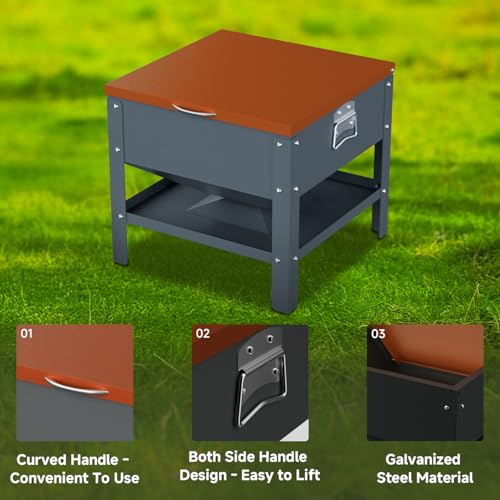 Automatic Chicken and Duck Feeder, 80 LBS Capacity Metal Chicken Feeder, Weatherproof Outdoor Gravity Feeding Barrel, No-Waste Feeder for Backyard Flock (Orange) — view 2