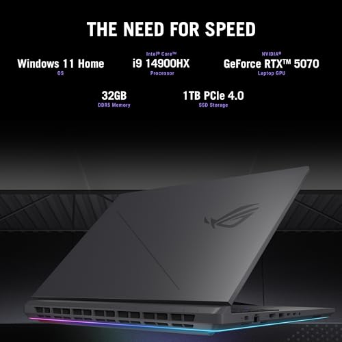 Image of ASUS ROG Strix G18 (2025) Gaming Laptop, 18 inch FHD+ 16:10 144Hz /3ms Display NVIDIA GeForce RTX 5070, Intel Core i9 Processor 14900HX, 32B DDR5-5600, 1TB PCIe Gen 4 SSD, Wi-Fi 7