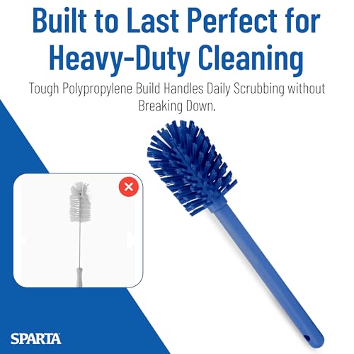 Image of SPARTA Large Water Bottle Brush Ideal for Wide-Mouth Jars, Bottles and Tumblers, Dishwashing Tool with Handle for Home and Commercial Kitchens, Plastic, 12 Inches, Blue
