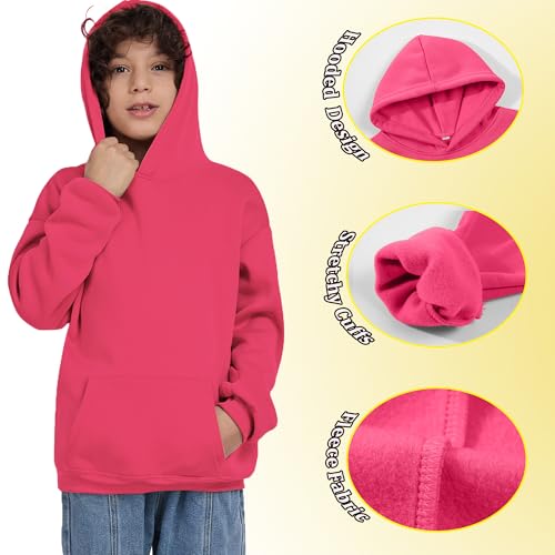 Image of Kids Athletic Pullover Hoodie Sweatshirt with Pocket Tops,2-12Years | Boys and Girls Fleece Hooded Christmas Halloween Teen Girls Athletic Hoodie Solid Color Lightweight Classic Kids Clothes