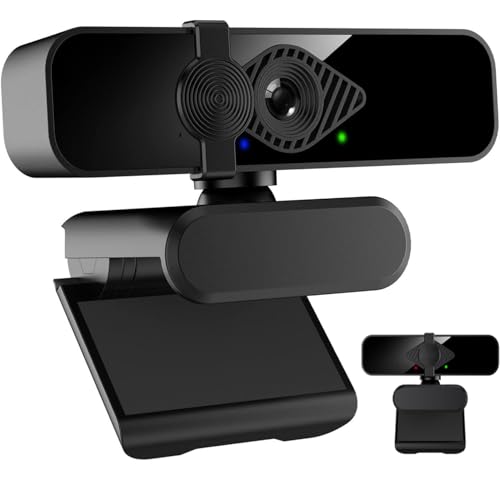 Webcam PC USB HD 2K/30fps con micrófono, cámara ordenador Vista 120°, adecuada para streaming en tiempo real, videollamadas y reuniones en cámara de red PC, cubierta deslizante de privacidad