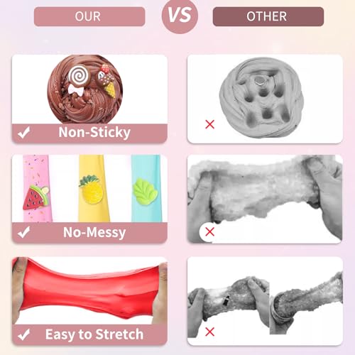 Kinyoda Slime Set, Slime Fluffy Set mit 10 Stück,Schleim Kinder Party Geschenk, Duftend Putty Spielzeug,Cloud Schleim, Kinder Mini Fluffy Slime Kit mit Zubehör,Stressabbau Geschenk für Jungen Mädchen