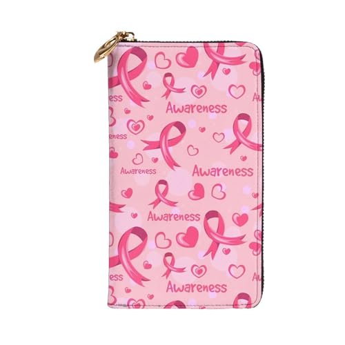 Breast Cancer Awareness Leather Hand Wallet for Women Long Zipper Clutch Purse for Cash Cards Coin2