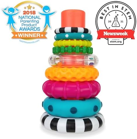 Sassy Stacks of Circles Stacking Ring STEM Learning Toy, Age 6+ Months, Multi, 9 Piece Set - 1