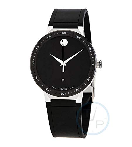 Movado Men's Swiss Sapphire Black Rubber Strap Watch 41mm (Model: 0607406)