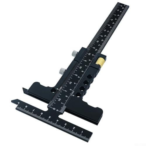 Calibro a forma di T per la lavorazione del legno con struttura in lega di alluminio per falegnami e progetti di lavorazione del legno, 229 x 90 mm scorrevole R (rosso)