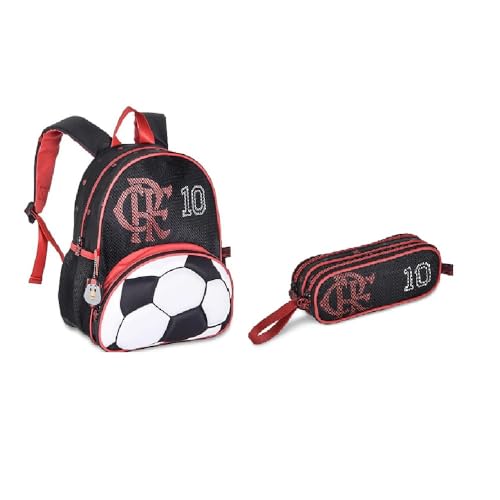 Kit Mochila Costa Escolar Infantil 13' e Estojo Duplo Flamengo Futebol - Clio Style