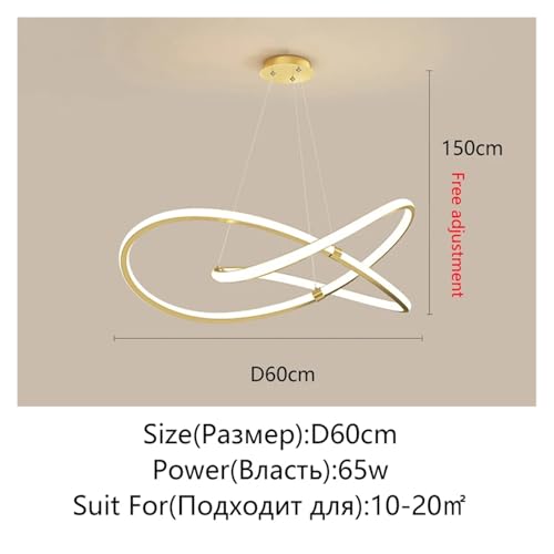 Lustre LED cercle doré dimmable pour éclairage de table salon