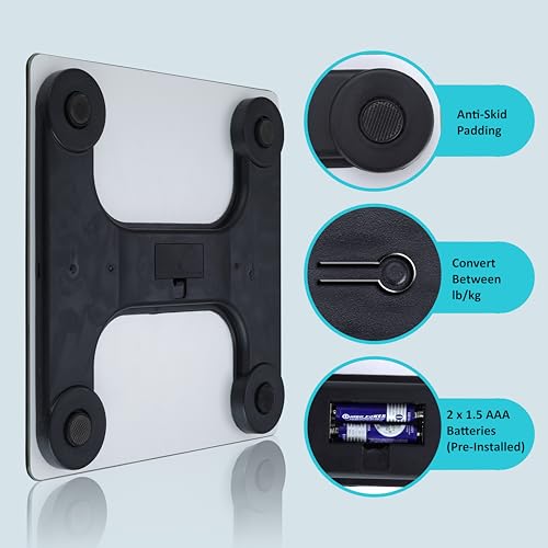 Image of Veeby Digital Electronic LCD Personal Health Body Fitness Weighing Scale, Weight Machine for Human Body | Accurate Scalling 0.05lb, Step-On Technology, 6mm Tempered Glass, 180 kg Capacity (3D Z-Black)