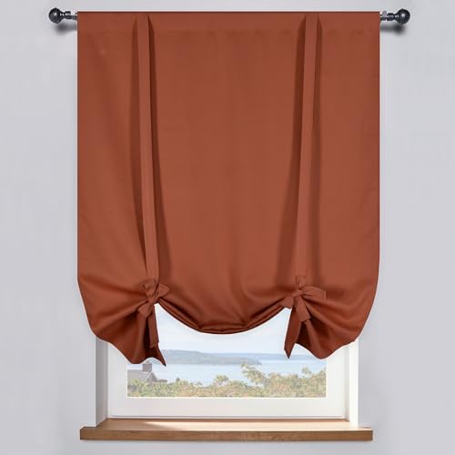 DONREN Burnt Orange Tie-Up Roman Shade 34x54 1 Panel