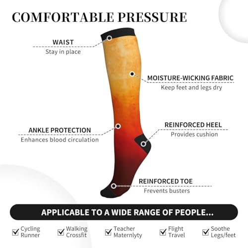 Orange Red Burgundy Rustic Ombre Compression Socks, Suitable For Both Men And Women - Perfect For Running, Grooming, Hiking, Flying, And Traveling3