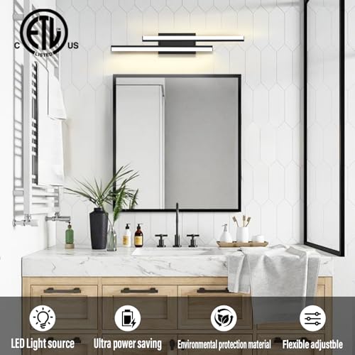 Image of LED Modern Bathroom Light Fixtures Over Mirror 5CCT Optional 32 Inch 2 Pack | Adjustable Bathroom Vanity Light Bar 0-100% Dimmable - Wall Light Fixtures 2700K /3000K /4000K /5000K /5700K ETL Certificated