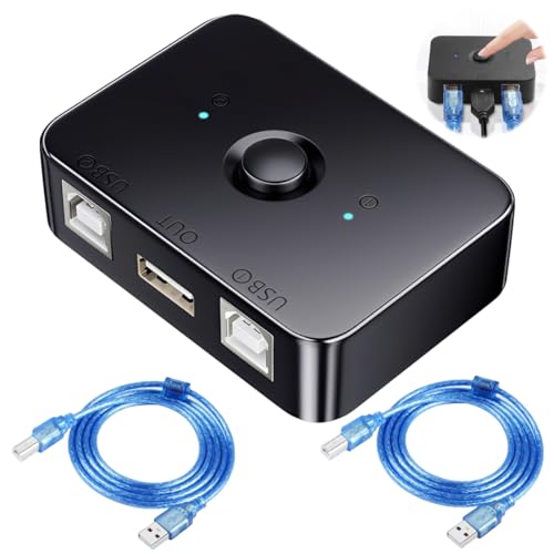 Due cavi: adattatore comune per stampante USB B. Fornito con due cavi per stampante per il collegamento di due computer.