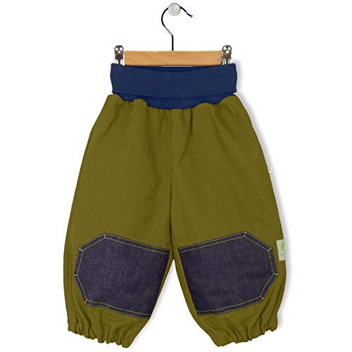 bubble.kid berlin - Baby Mädchen Jungen Unisex Hose Pumphose, Krabbel Hose - robuster Baumwoll Canvas, Knieschoner, elastisches bequemes Bauch Bündchen (62-68 (0-6 Monate), Oliv)