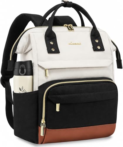 LOVEVOOK Mini Backpack for Women, Small Backpacks Purse, College Bookbag for School, Fashion Bag for Travel Work Gift, Lightweight Daypack, Beige-Black-Brown