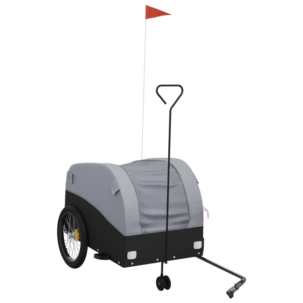 Home Garden - Remolque para bicicleta, color negro y gris, 45 kg, hierro