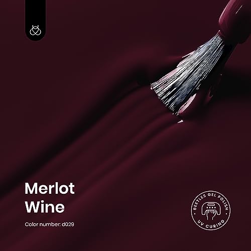 Image of Beetles Red Gel Polish - Merlot Wine 15ML /0.51Fl Oz, Maroon Dark Red Gel Nail Polish, Soak Off UV LED Lamp Burgundy Color Fall Nails Art, Manicure Salon DIY Home