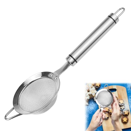 CODIRATO Passoire Cuisine en Acier Inoxydable, Ecumoire Cuisine Inox, Tamis de Cuisine Maille Fine Diamètre 8cm, Araignée Cuisine, Filtration des Aliments pour Huile, Farine, Oeuf, Café, Lait