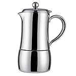 MYYINGELE Espresso Maker, Moka Pot Made of Stainless Steel with Safety Valve, Makes 4 Cups of Espresso, Classic Cafe Maker, Suitable for Induction Hobs