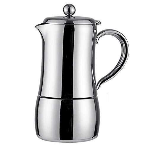 MYYINGELE Espresso Maker, Moka Pot Made of Stainless Steel with Safety Valve, Makes 4 Cups of Espresso, Classic Cafe Maker, Suitable for Induction Hobs