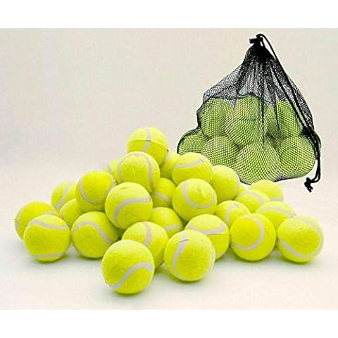 Sashtech 24 Pcs Yellow Tennis Balls - Practice Game Soft Rubber Sport Balls for Children Pet Dogs and Beginners Cover