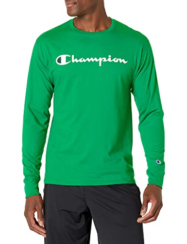 Champion Long Sleeve, Classic T-Shirt For Men (Reg. Or Big & Tall), Green Vine Script, Medium #TOP7