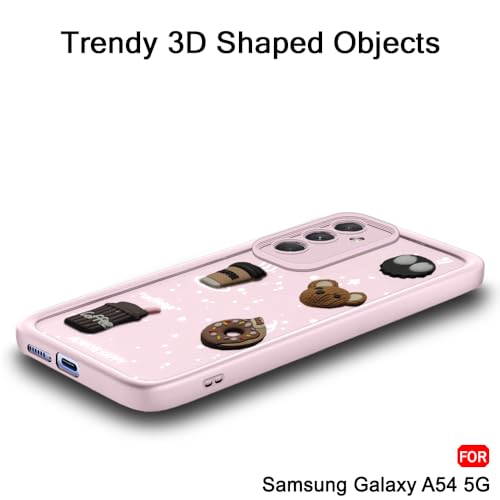 Image of TheGiftKart Back Cover Case for Samsung Galaxy A54 5G | Cute Fun Cartoon 3D Bear Coffee Case | Full Camera Protection | Shockproof Back Cover Case for Samsung Galaxy A54 5G (Silicone, Pink)