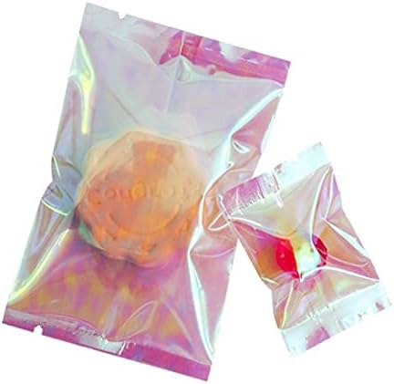200 Pcs Holographic Packaging Bags,Foil Bags Sealable,Mylar Ziplock Bags,Resealable Bags,Packaging Bags,Holographic Packaging Bags,Sample Bags,Baggies,for Party Favours Food Storage 3x5cm+7x10cm