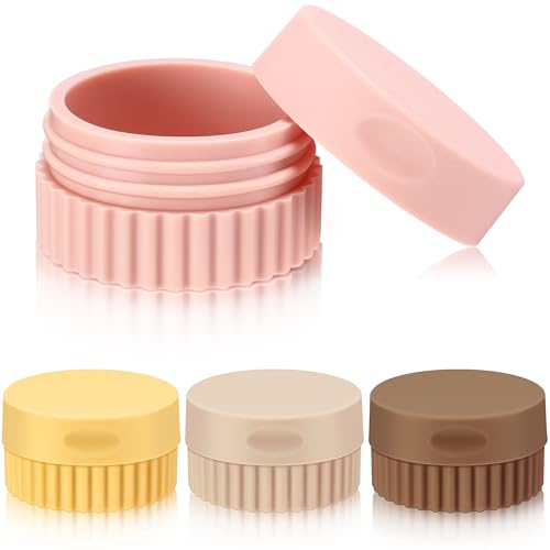 SUNCN シリコンクリームジャー 蓋付き 0.7オンス/20ml 4個 小型トラベルコンテナ 洗面用品用 漏れ防止 詰め替え可能ボトル ボディハンドクリームローション用 シャンプーボトル トラベルアクセサリー