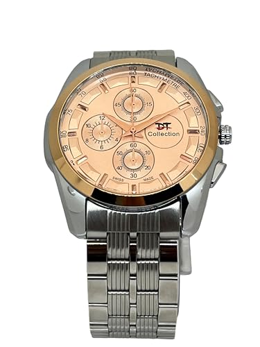 Image of DT collection Watch, Silver chain watch, rose gold dial Watch, black and gold, Watch, steel Watch