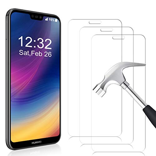 YIEASY [3 Unidades] Cristal Templado para Huawei P20 Lite,Protector de Pantalla 9H Dureza Alta Sensibilidad,No Burbujas Sin Burbujas Cristal Vidrio Templado para Huawei P20 Lite