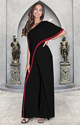 Image of KOH KOH Womens 2026 One Off Shoulder Asymmetric Long Pant Jumpsuit Romper