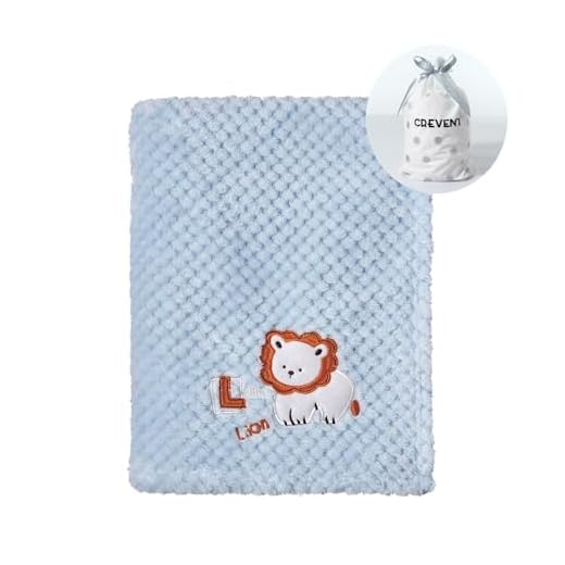 CREVENT 75cmX100cm Nette gemütliche Flauschige warme Babydecke für Mädchen Jungen Kleinkinder Bettwäsche Kinderbett Kinderwagen, Baby Dusche Geburtstag Neugeborenes Geschenk Blau für Baby Löwe