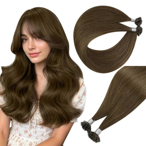 Image of Easyouth U Tip Hair Extensions Medium Brown, Hot Fusion Remy Hair Extension