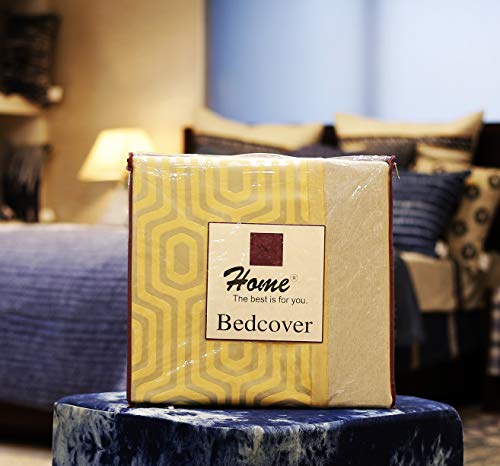 Image of Self-Design Double Jacquard with Chambray Cotton Bedcover (Double 90x102, Mustard)