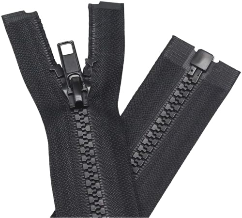 Image of YaHoGa 2PCS #5 10 inch Separating Jacket Zippers for Sewing Coats Jacket Zipper Replacement Black Plastic Zippers Bulk (10 inch 2pc)